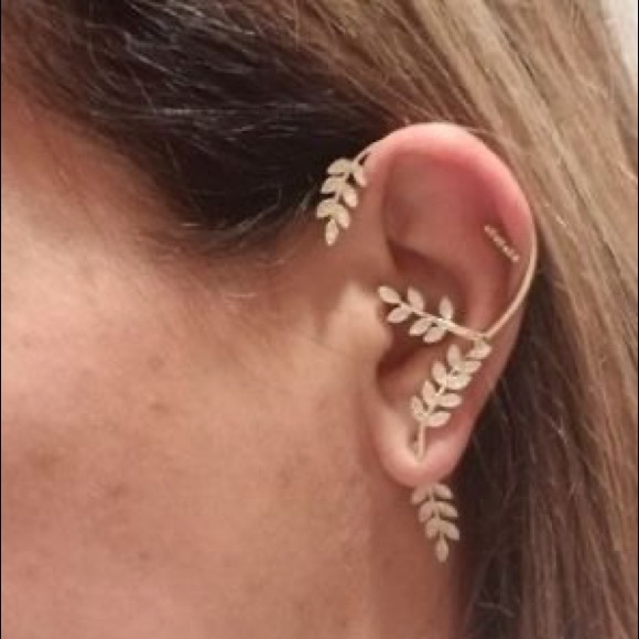 Gold Leaf Design Ear Climber Cuff earring 1 piece - Picture 13 of 14